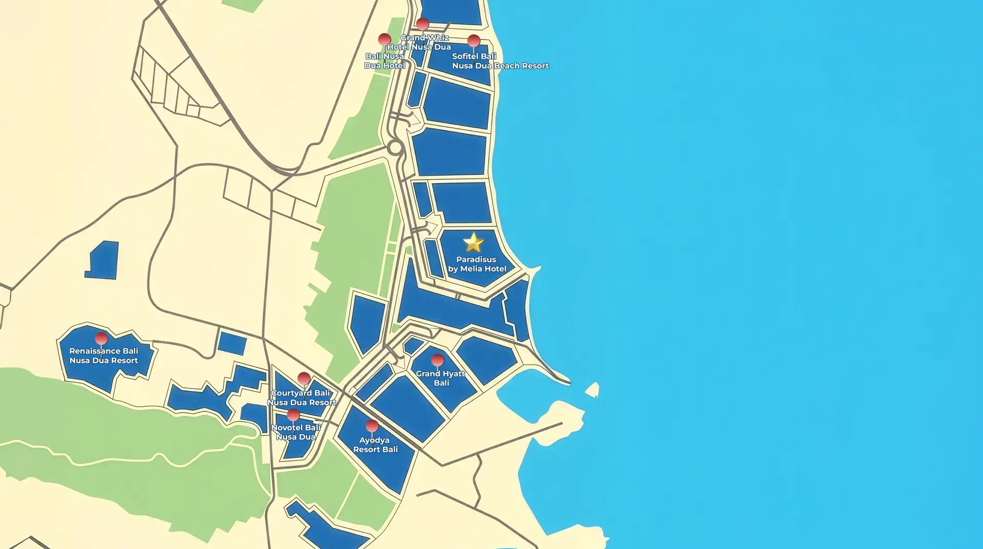 Map of hotels around Paradisus by Melia Hotel
